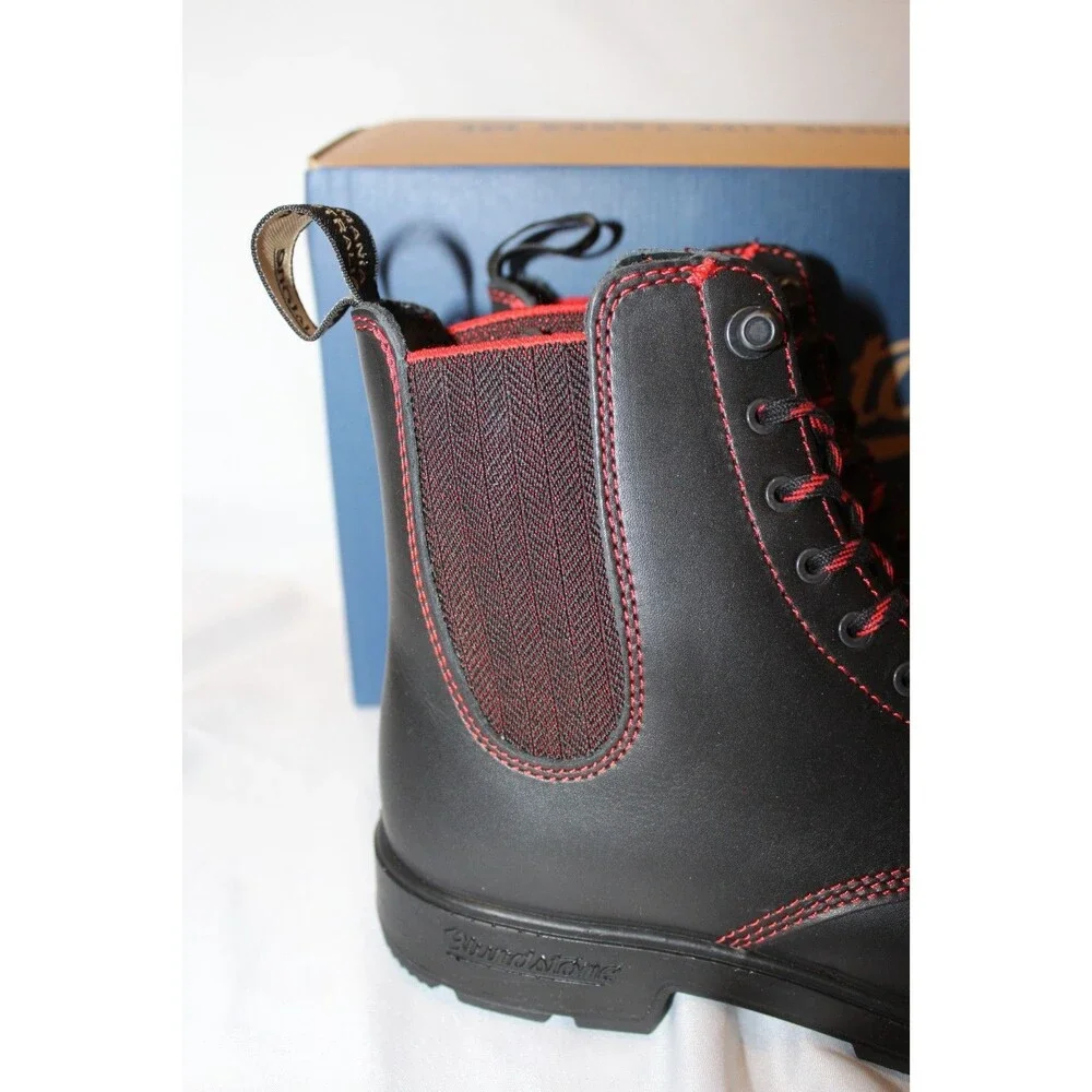 Blundstone Women's Leather Lace Up Gore Boots 2325 BLACK RED NIB‎